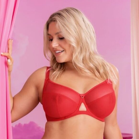 CURVY KATE Victory Balcony Bra in Flame Red Mesh - Size 36DD NWT - Picture 1 of 12